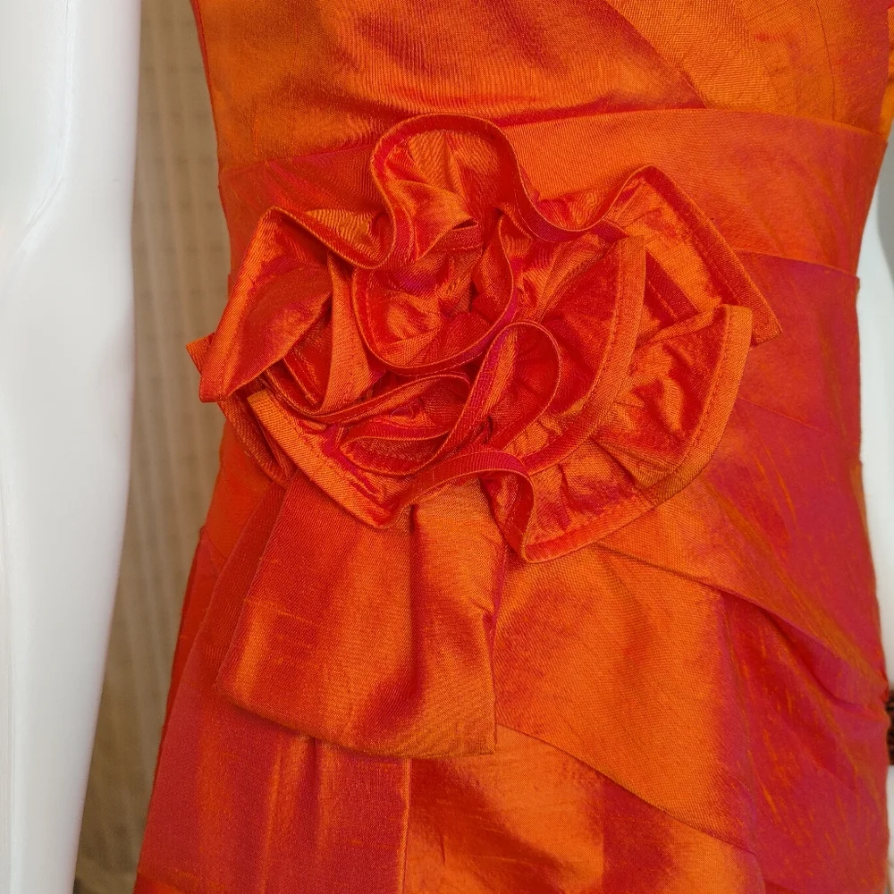 PHOEBE COUTURE "OPANGE" SILK COCKTAIL DRESS 4 - Picture 3 of 13
